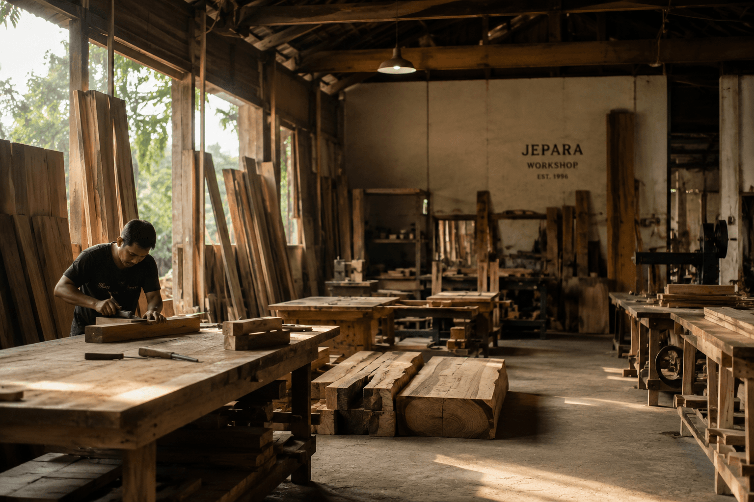 Kayu jati solid Kaloka Craft dari Jepara