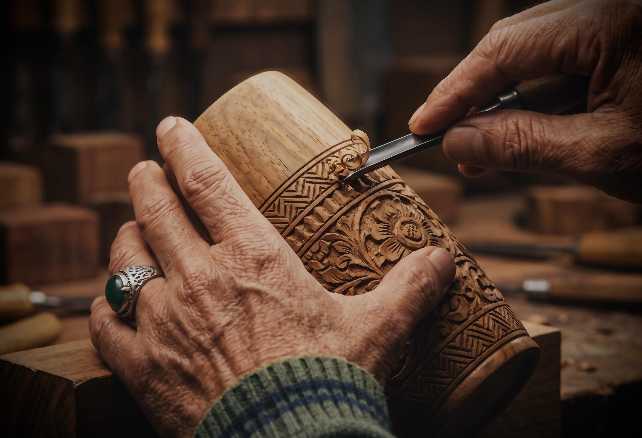 Detail serat kayu jati solid Kaloka Craft